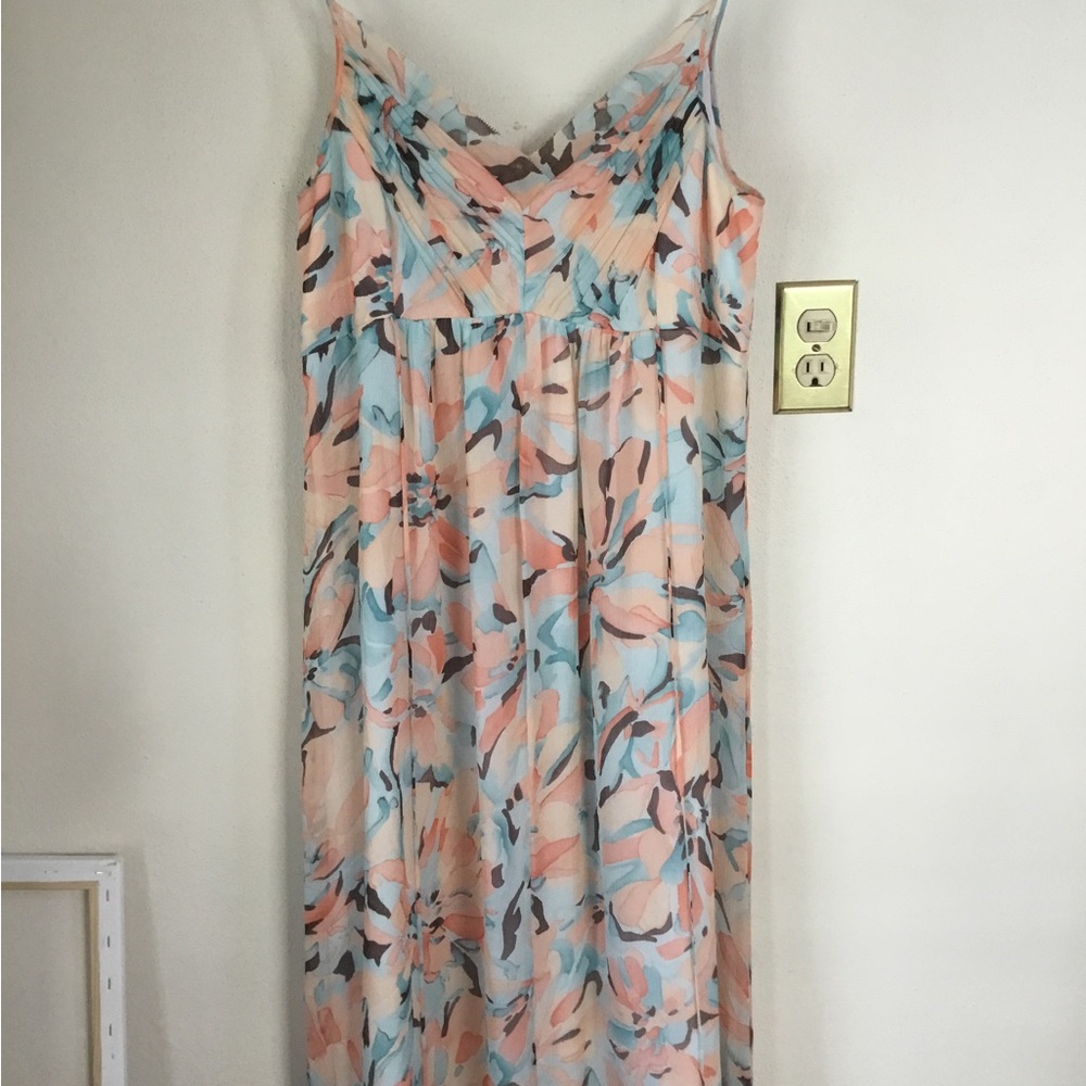 Anne Klein Pastel Floral silk Maxi Dress